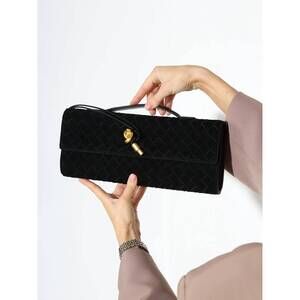 NEW MINT EXCLUSIVES women's suede knot clutch bag in black